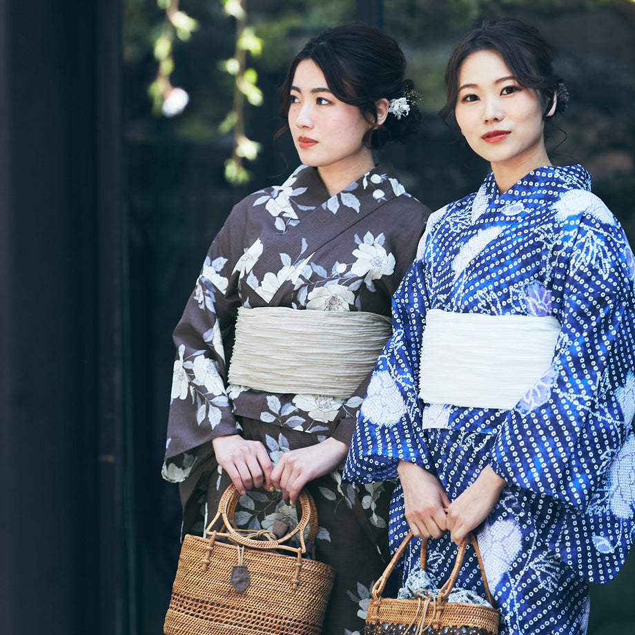 二部式浴衣 3点 セット 帯 下駄 花柄 簡単 二部式 セパレート 【 浴衣 綿 兵児帯 かわいい おしゃれ 椿 葡萄 ひなげし ひまわり 千鳥  グレージュ ブラウン 絞り風 浴衣 モダン 可愛い 】 – tayu-tafu