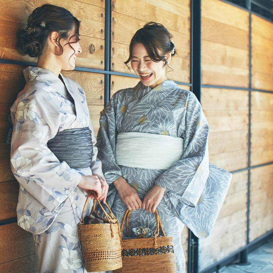 二部式浴衣 3点 セット 帯 下駄 花柄 簡単 二部式 セパレート