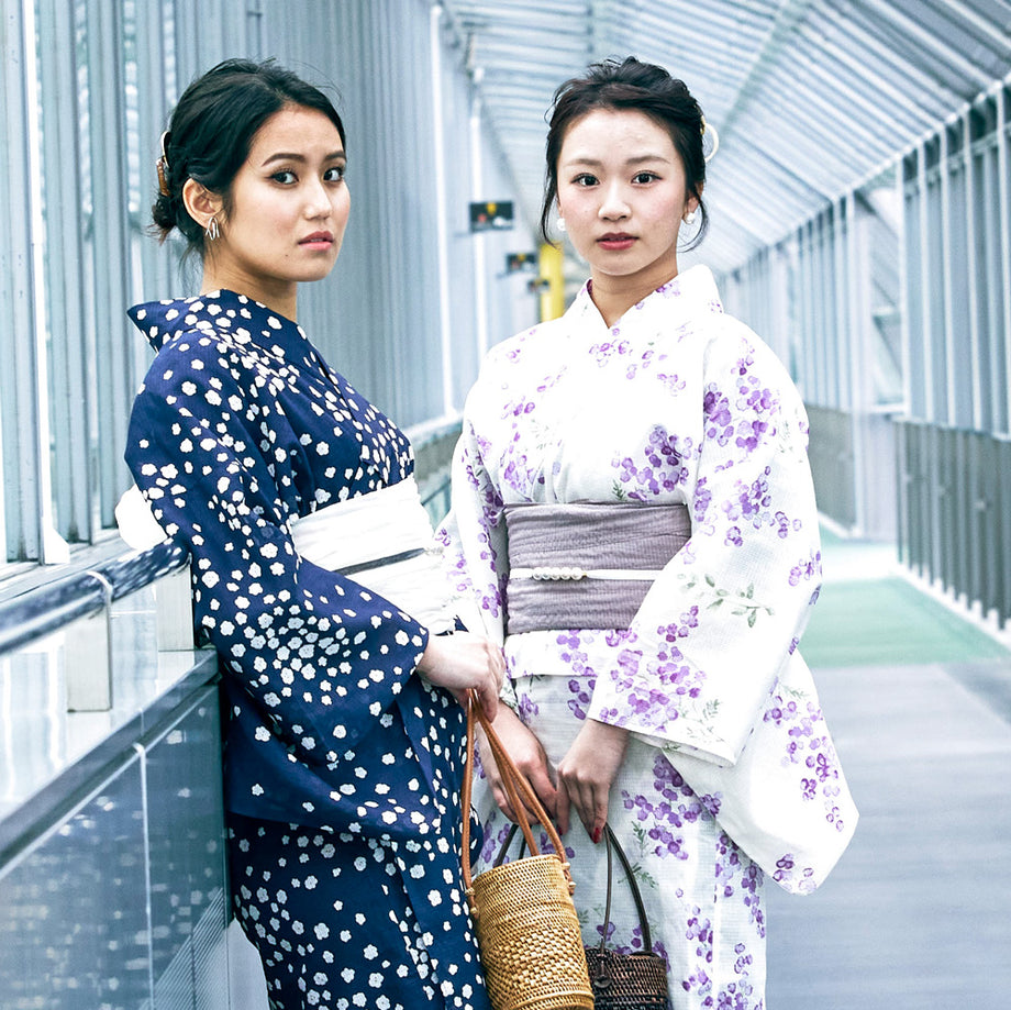 二部式浴衣 3点 セット 帯 下駄 花柄 簡単 二部式 セパレート
