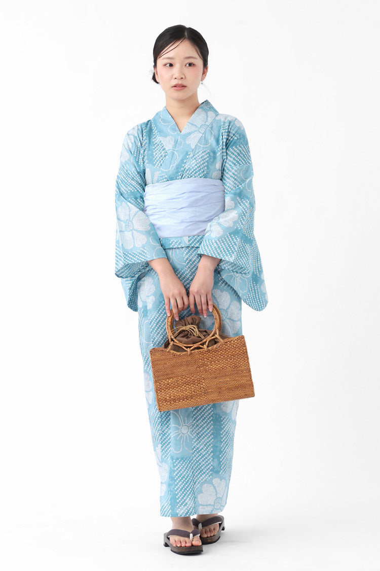 二部式浴衣 3点 セット 帯 下駄 花柄 簡単 二部式 セパレート 【 浴衣