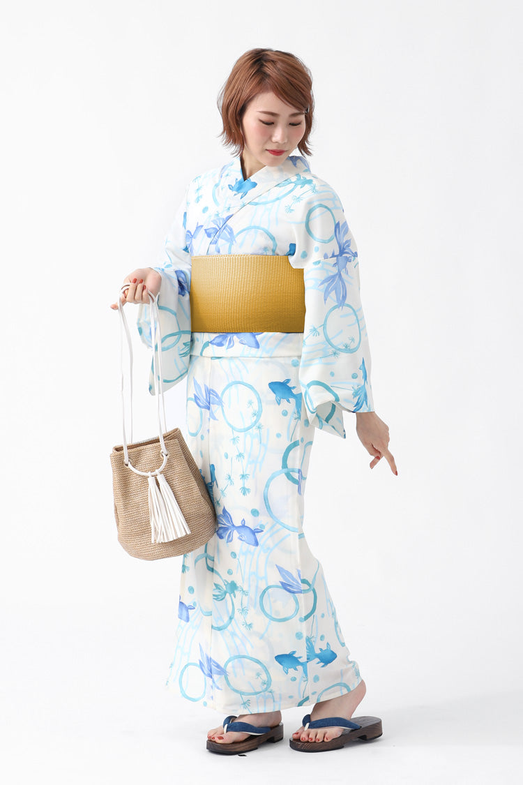 新品未使用タグつき　浴衣　TEIJINカルキュロ　フリーサイズ　ブルー雪花絞り風 楽天市場】テイジン 浴衣の通販