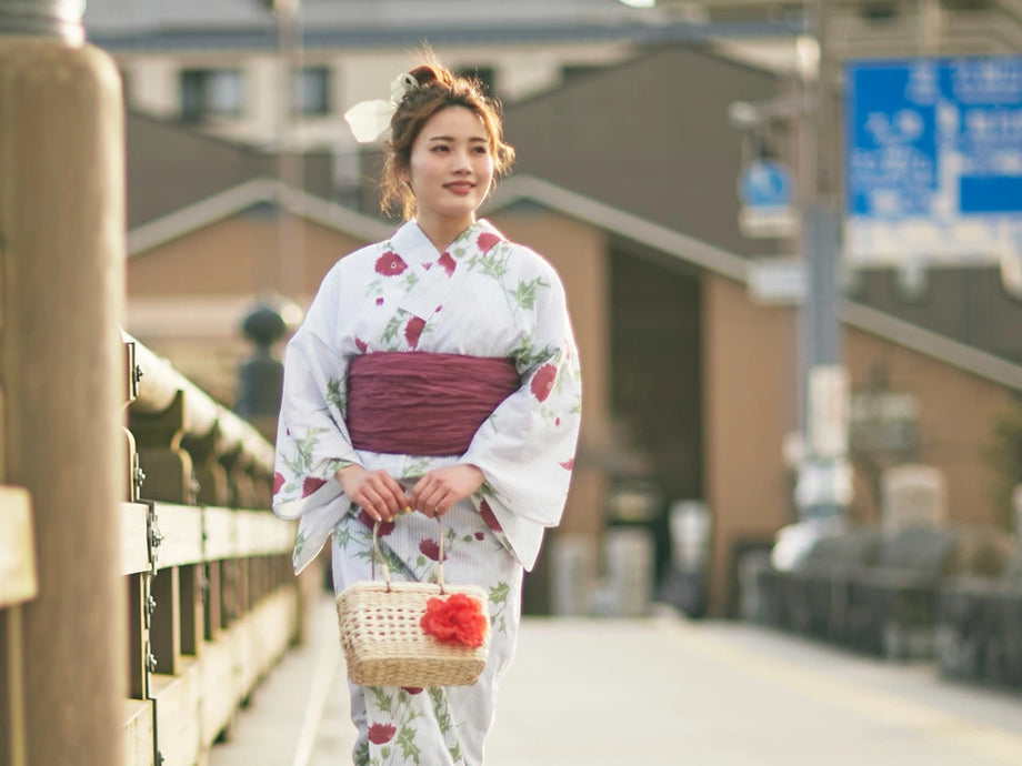 WASTセレクト浴衣 変わり織 3点セット 浴衣 帯 2柄 下駄 大人