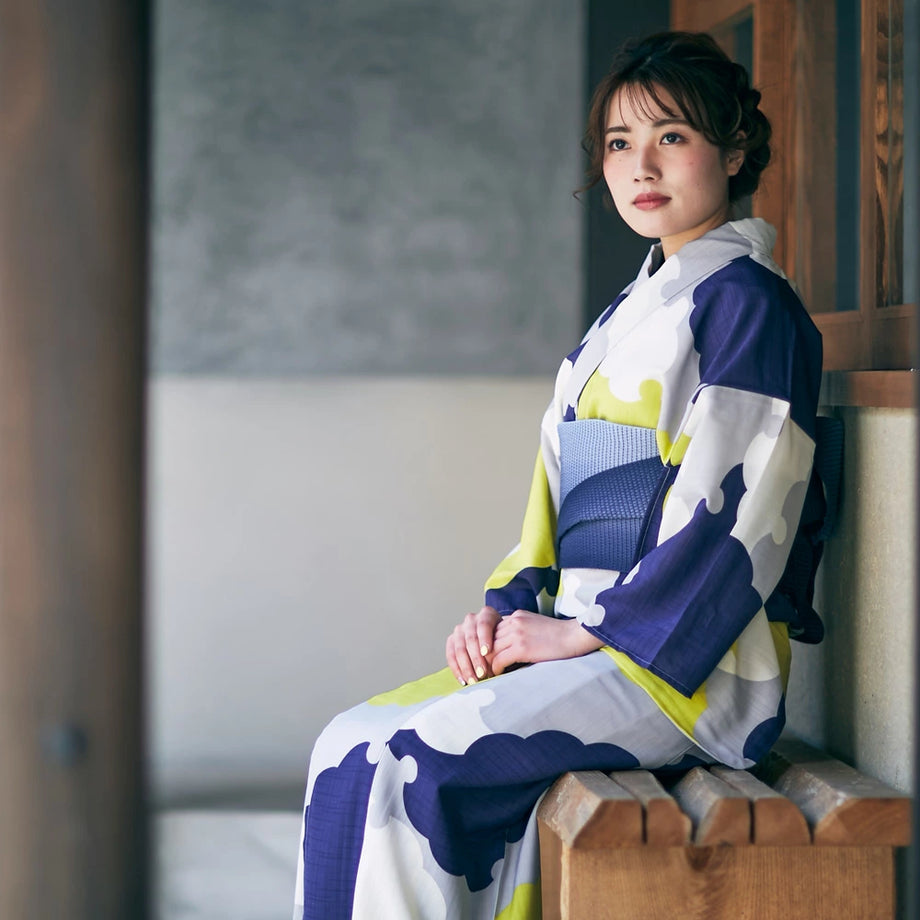 京都きもの町 Girly コバルトグリーンの浴衣 半幅帯と飾り紐下駄カルキュロ 京都きもの町 Girly コバルトグリーンの浴衣 半幅帯と飾り紐下駄