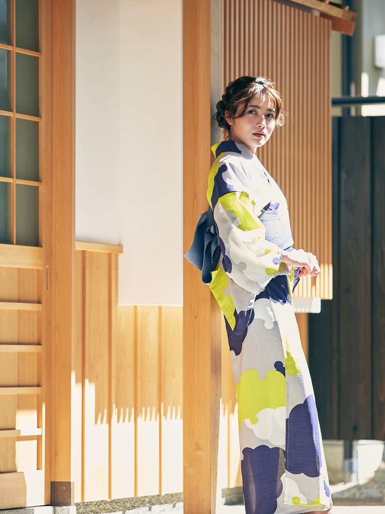 WASTセレクト浴衣 カルキュロ 3点セット 浴衣 帯 下駄 大人