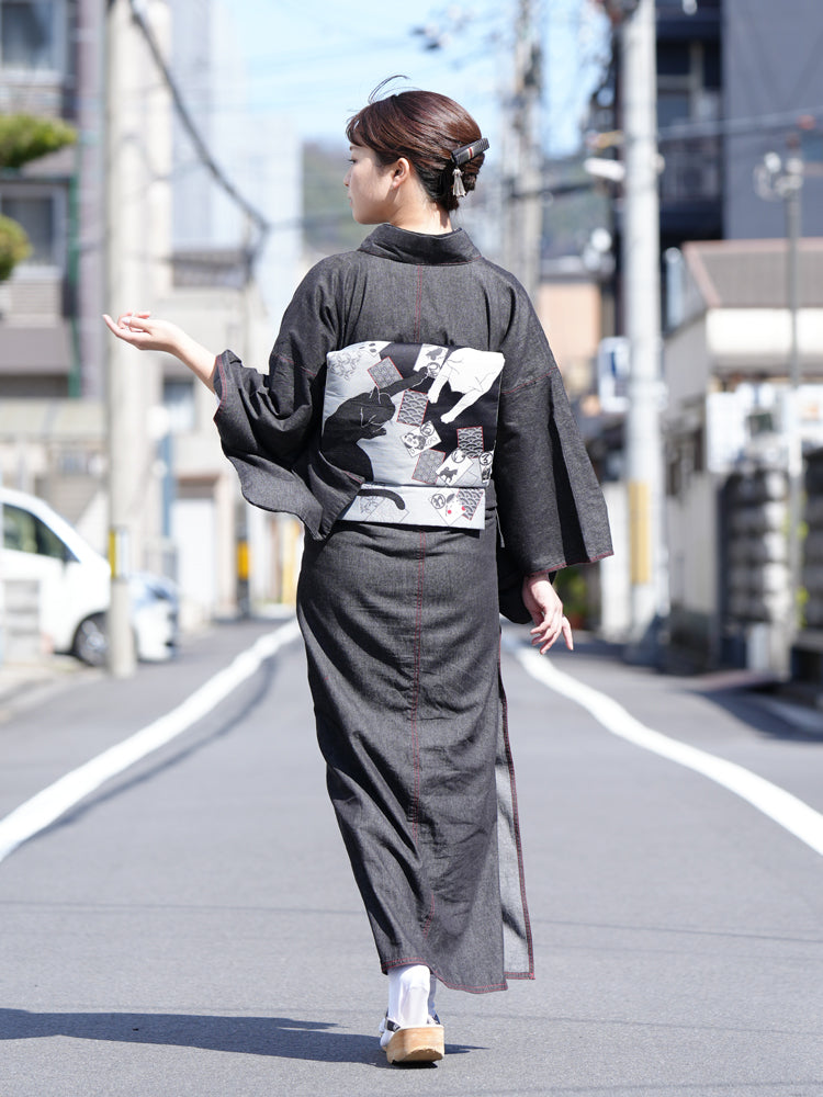 おしゃれ kimono いろは WA・KKA 半巾帯 正絹 絹100％「 いざ お江戸