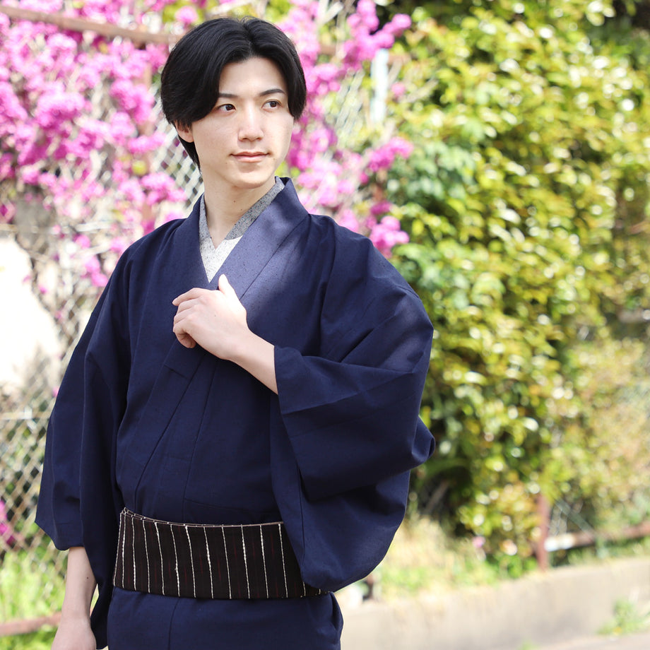 木綿 着物 メンズ 久留米織 お仕立て上がり 日本製 男性 単衣 洗える