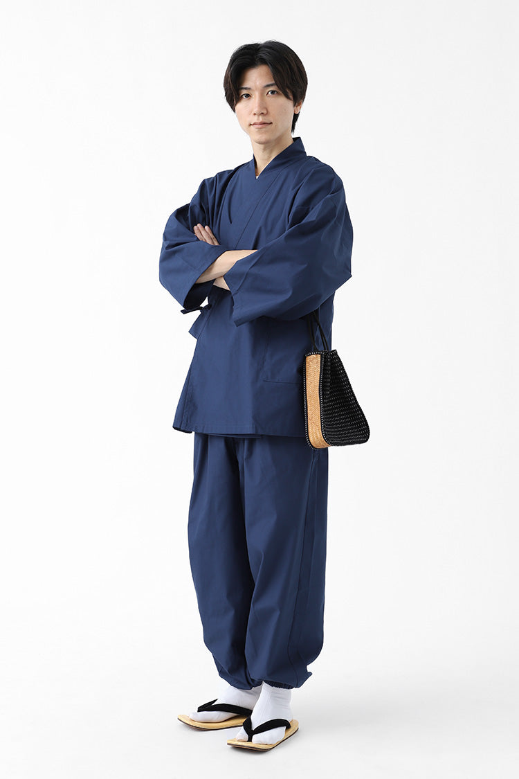 レディース 久留米織 紬 作務衣 日本製 パープル