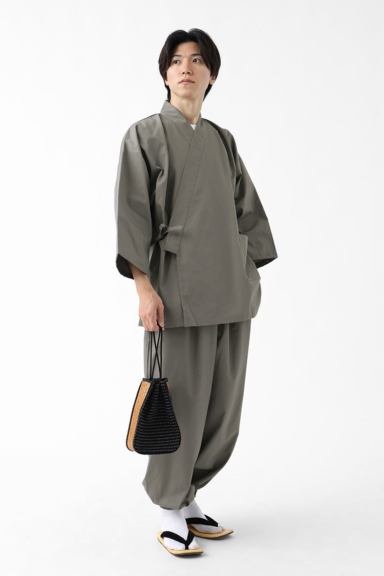 レディース 久留米織 紬 作務衣 日本製 パープル