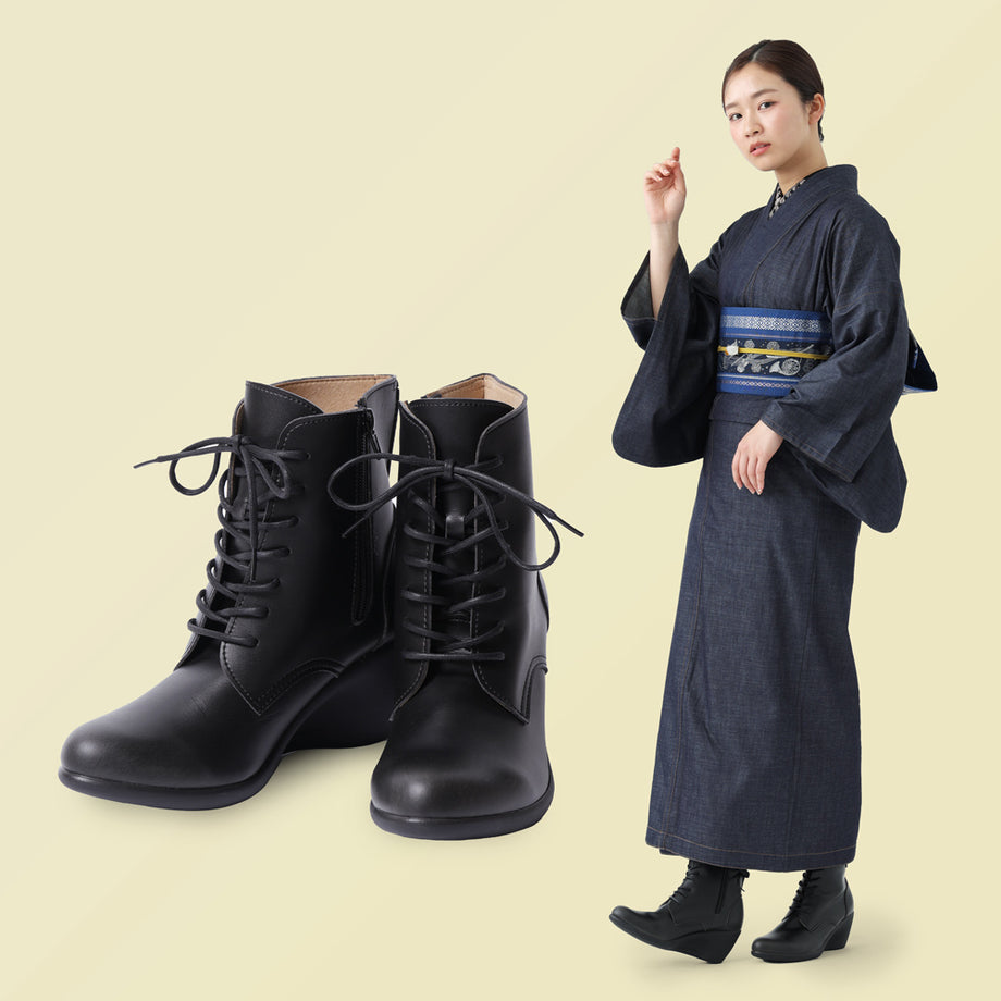 リゲッタ ブーツ 日本製 レースアップ サイドジップ 袴ブーツ ヒール
