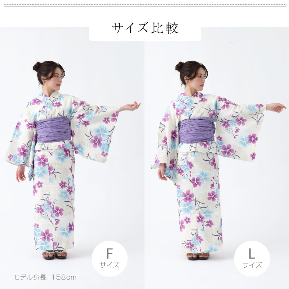 二部式浴衣 3点 セット 帯 下駄 花柄 簡単 二部式 セパレート