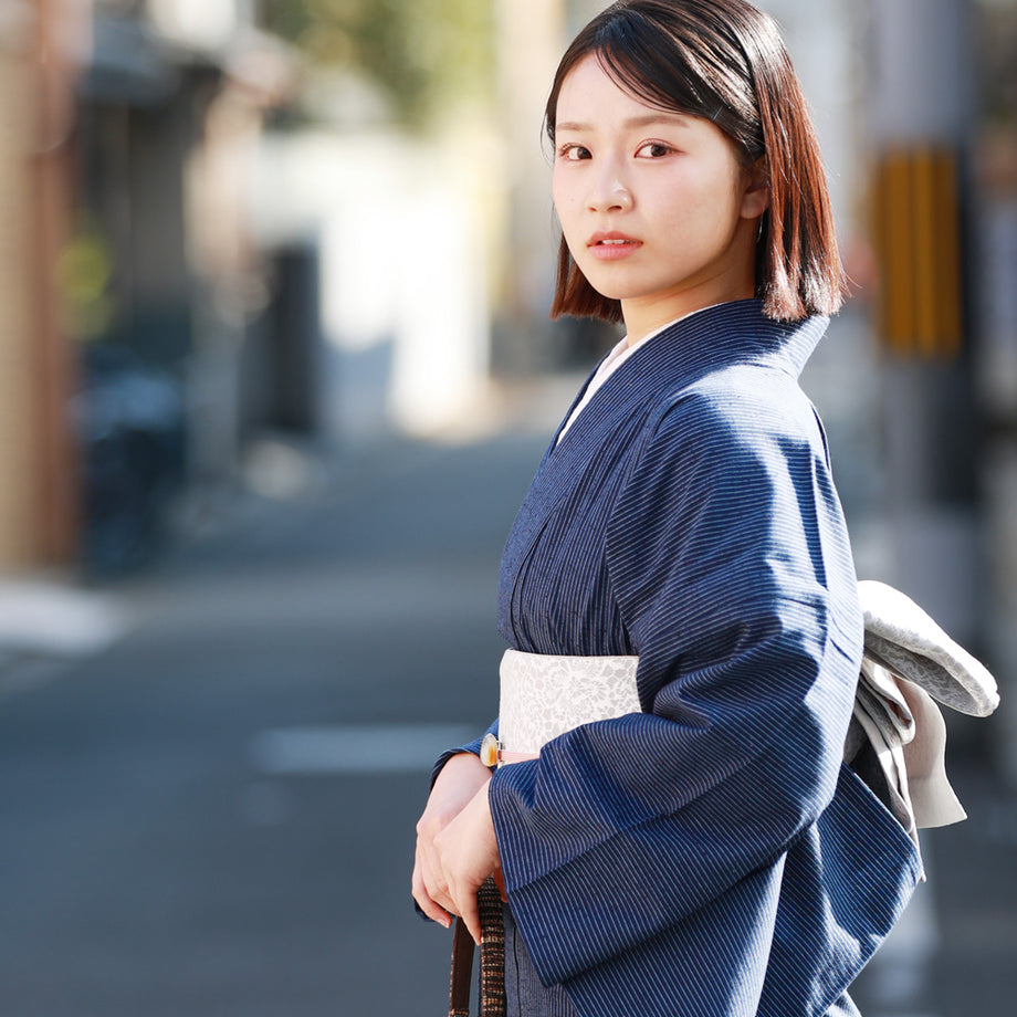 木綿 着物 久留米織 木綿着物 単衣 洗える着物 お仕立て上がり