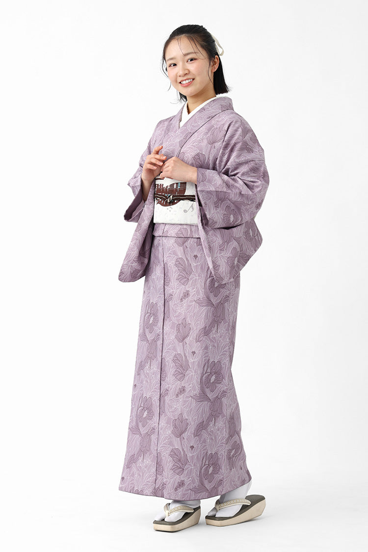 洗える 着物 袷 2点セット WA・KKA ワンタッチ京袋帯 ROCCA 六花