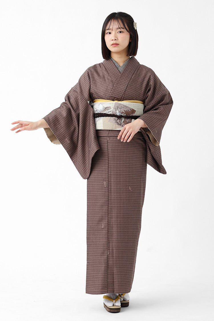 洗える 着物 袷 2点セット WA・KKA ワンタッチ京袋帯 ROCCA 六花