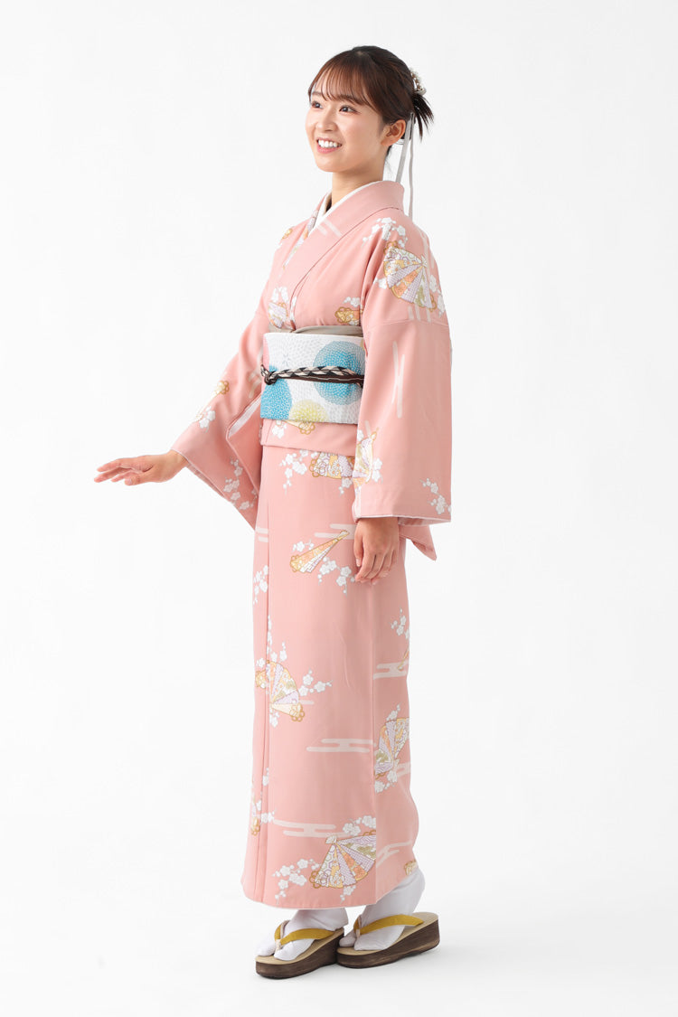 洗える 着物 袷  2点セット WA・KKA ワンタッチ京袋帯 ROCCA 六花  プレタ お仕立て上がり着物 簡単 作り帯【  洗える 袷 あわせ 名古屋帯セット セット レトロ モダン レディース  送料無料   M L ポリエステル おしゃれ かわいい きもの 女性 京都 普段着 大正ロマン 】 洗える 着物 袷 2点セット WA・KKA ワンタッチ京袋帯 ROCCA 六花