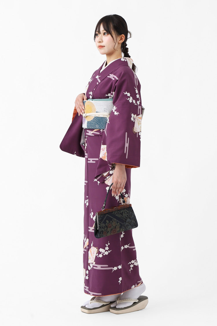 洗える 着物 袷 2点セット WA・KKA ワンタッチ京袋帯 ROCCA 六花