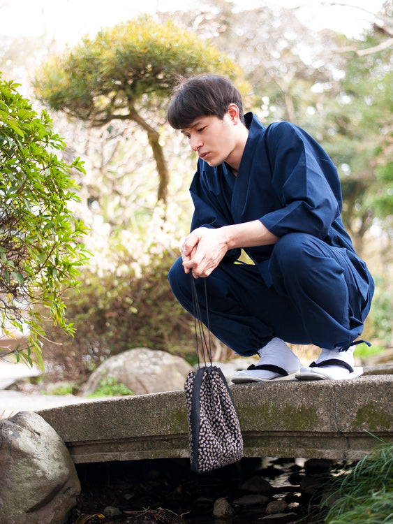 作務衣 男性 日本製 父の日 ギフト 部屋着 通年 久留米 綿紬織 六花