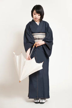 井原デニム着物 シルバー泊バラ柄 反応染め サイズL 井原デニム着物 シルバー泊バラ柄 反応染め サイズL