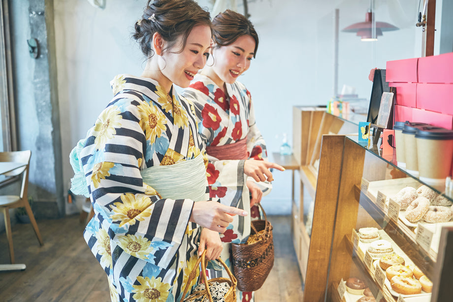 二部式浴衣 3点 セット 帯 下駄 花柄 簡単 二部式 セパレート 【 浴衣