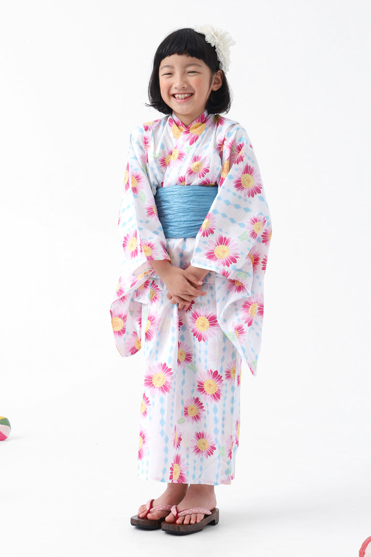 KIMONOMACHI 浴衣 子供 キッズ 浴衣セット「ブルーフラワー