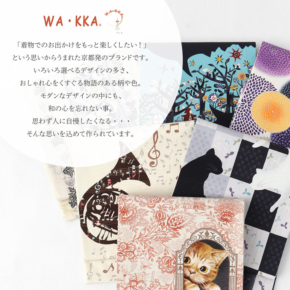 WA・KKA】京袋帯【ねこ酒Bar】 正絹 日本製 仕立て上がり品-